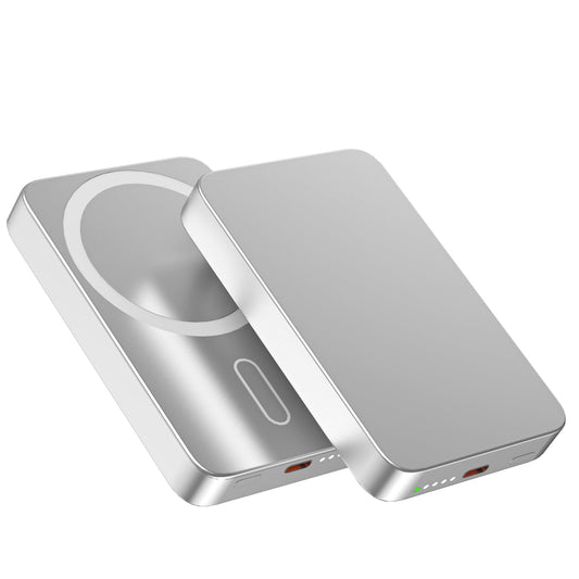 Baterie externă 5000mAh MagSafe 15W, Aluminiu, Light Gray - Voltres