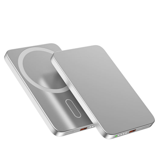 Baterie externă 5000mAh MagSafe 15W, Aluminiu, Light Gray - Voltres