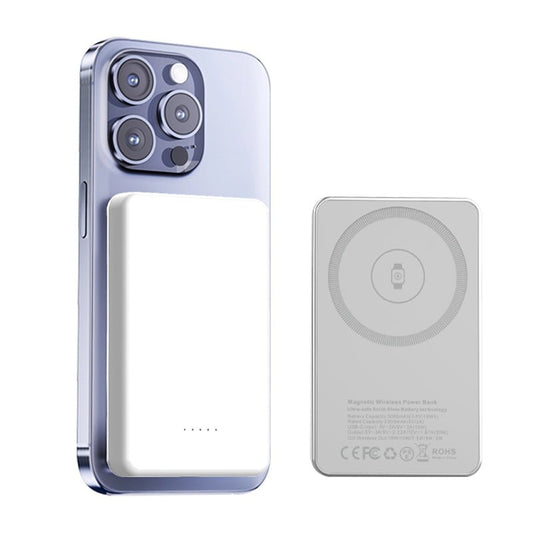 Baterie externa 5000mAh Qi2 15W Wireless & 20W Cablu, Plastic - Voltres