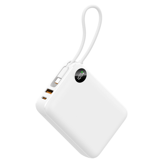 Baterie externă ChargeGO, 10000mAh, 22.5W, USB - C 15cm inclus, Alb - Voltres