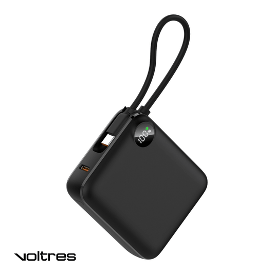 Baterie externă ChargeGO, 10000mAh, 22.5W, USB - C 15cm inclus, Alb - Voltres