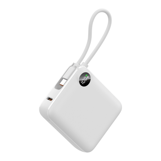 Baterie externă ChargeGO, 10000mAh, 22.5W, USB - C 15cm inclus, Alb - Voltres